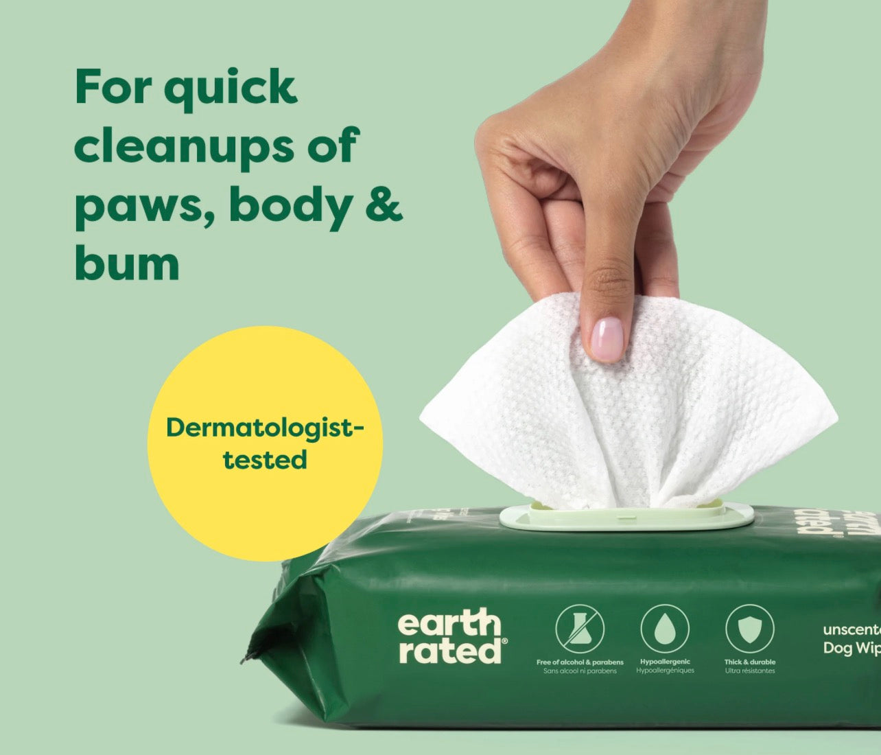 Dog Grooming Wipes - Hypoallergenic Wipes for Paws, Body & Bum | Gentle Daily Cleaning (100 wipes)