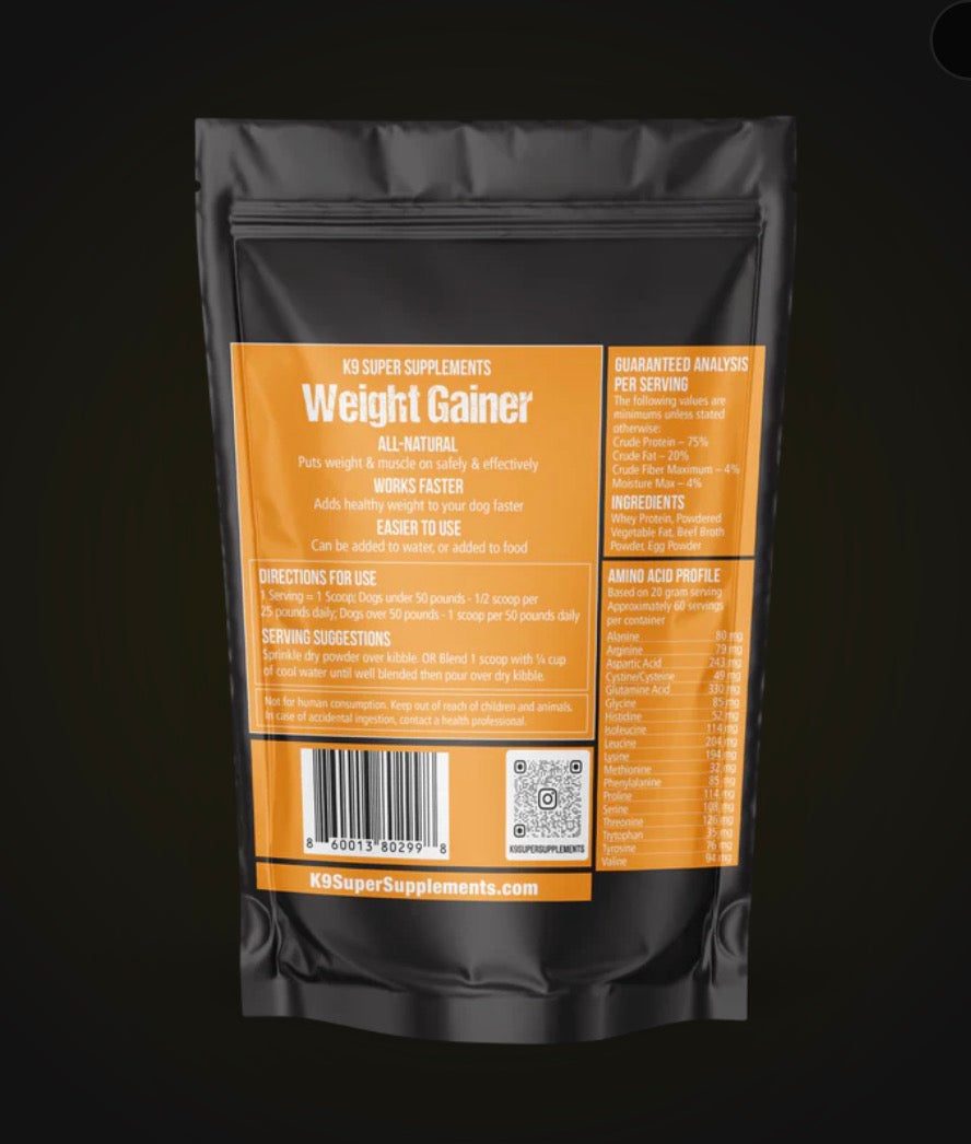 Dog Weight Gainer Supplement to Build Muscle | K9 Super Supplements (60 servings)
